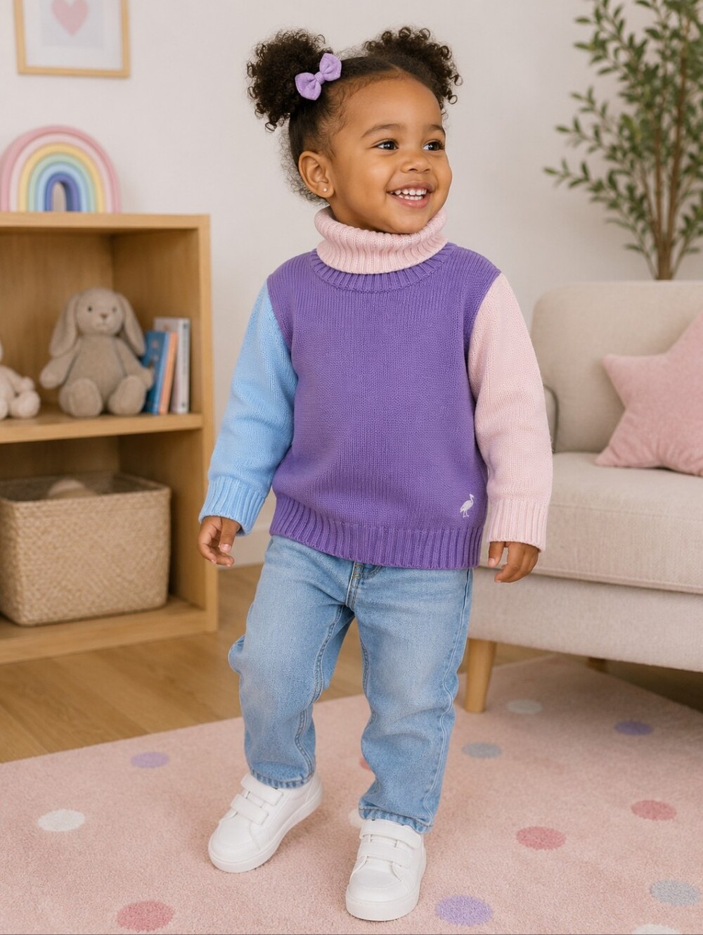 NWT TBBC Townsend Turtleneck Sweater Purple Pink Blue Girls 3TNWT